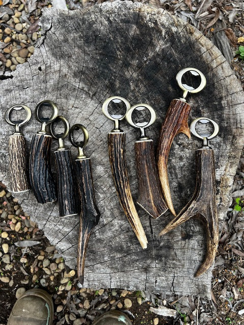Sambar antler bottler opener (antique brass)