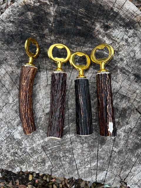 Sambar antler bottler opener (Polished brass)